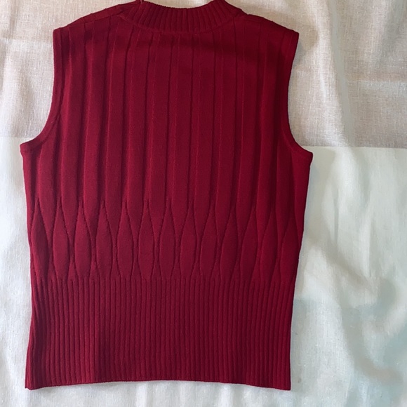 ST. JOHN Sleeveless Ribbed Jacquard Red Top S USA - Picture 4 of 5